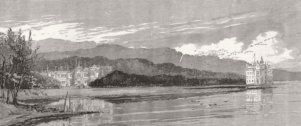 SCOTLAND. Dalmeny Park, Cramond(Lord Rosebery) 1884 old antique print picture